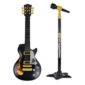 Guitarra Rockera Juguete Con Micrófono De Pie Sonidos Reales